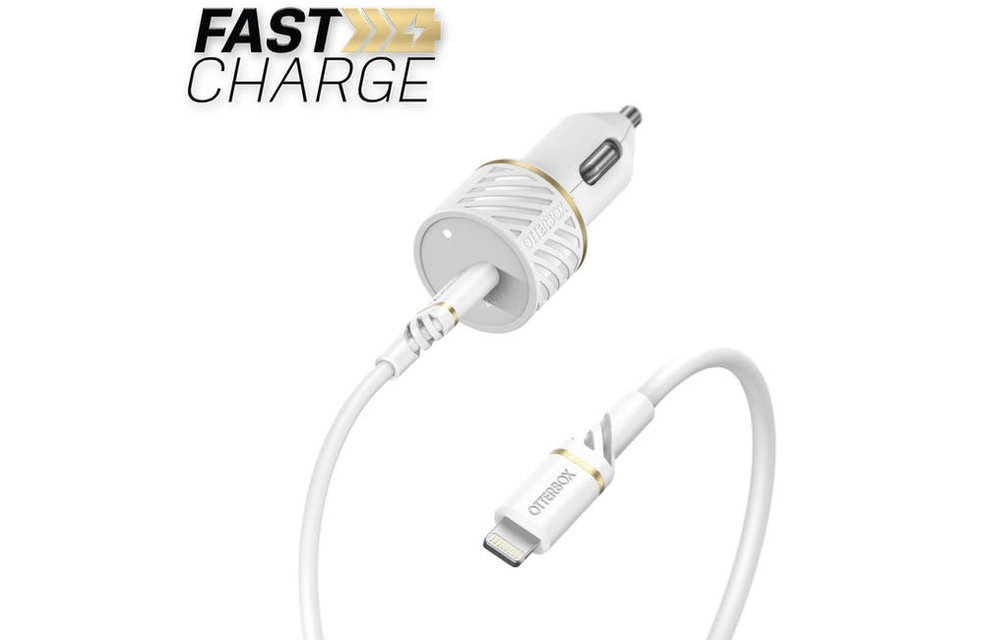 Otterbox | Fast Charge PD Car Charger USB-C 20W w/Lightning Cable 3.3 ft Cloud Dust (White) | 110-3467