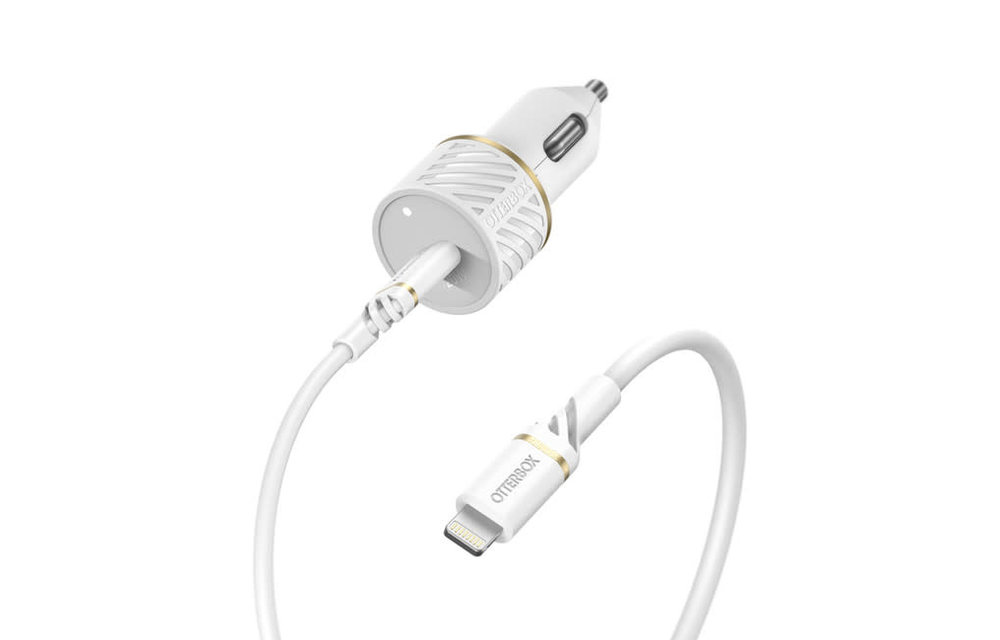 Otterbox | Fast Charge PD Car Charger USB-C 20W w/Lightning Cable 3.3 ft Cloud Dust (White) | 110-3467