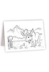 Moose in the River Coloring Card