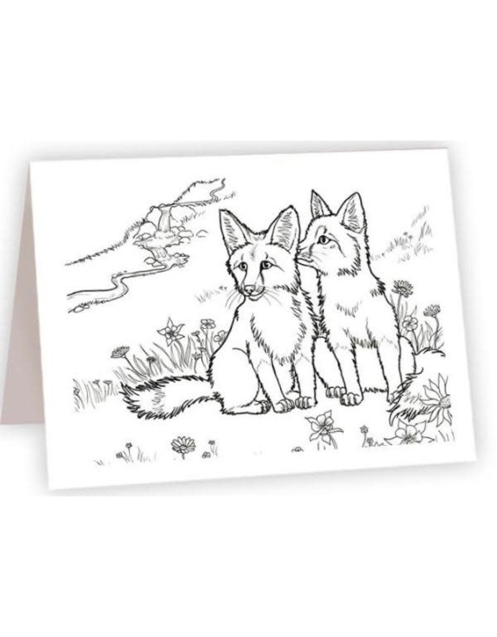 Fox Kit Coloring Card