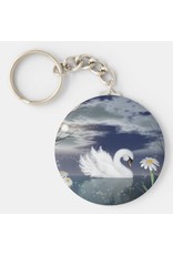 Enchanted Digitally Painted Swan Keychain