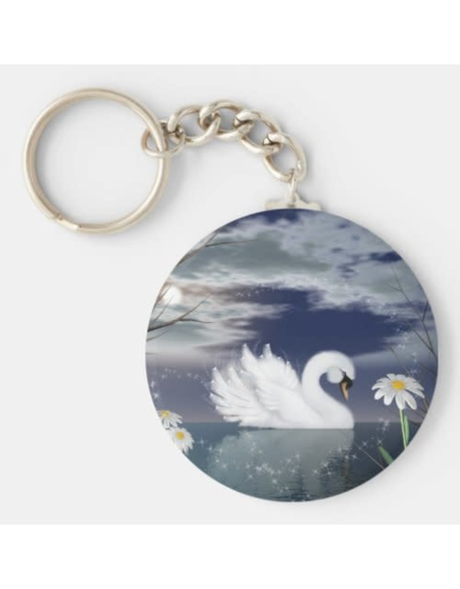 Enchanted Digitally Painted Swan Keychain