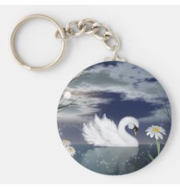 Enchanted Digitally Painted Swan Keychain