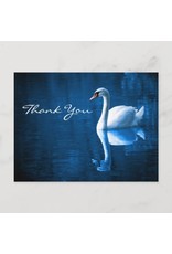 White Swan on Blue Waters - Thank You Postcard