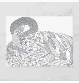 Two Sided Swan Adult Coloring Postcard