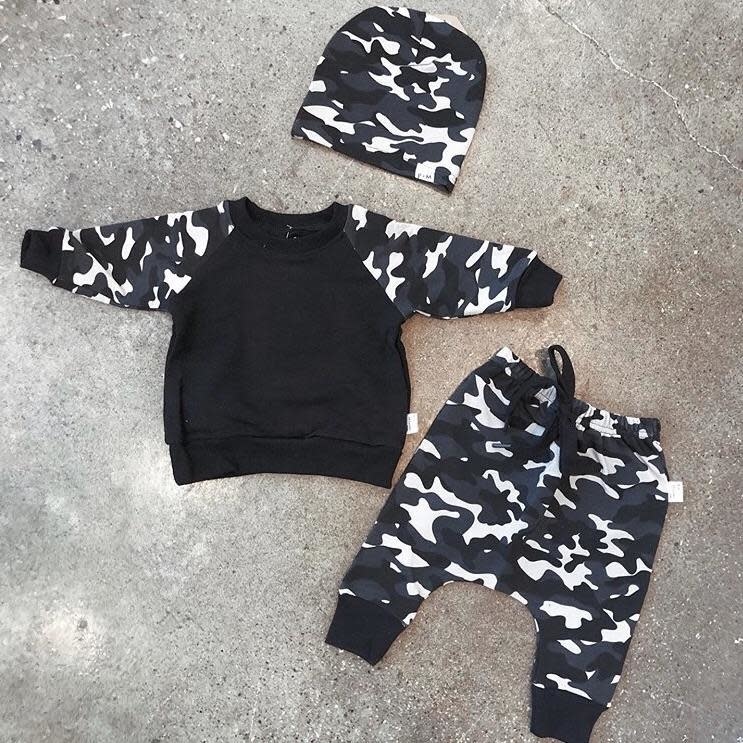 black and white camo joggers