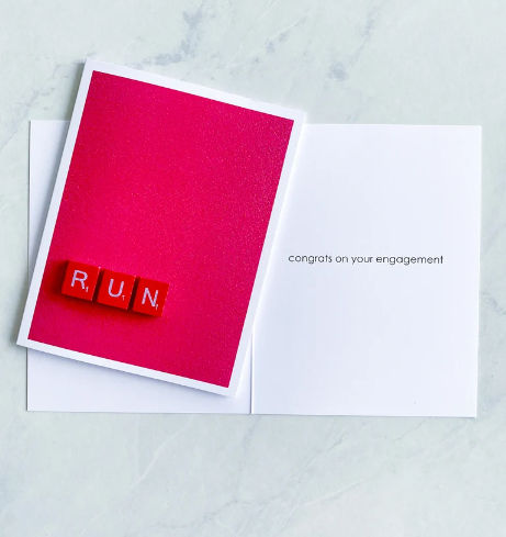 Made By MPS Me + Ru Saucy Scrabble Greeting Cards - Run