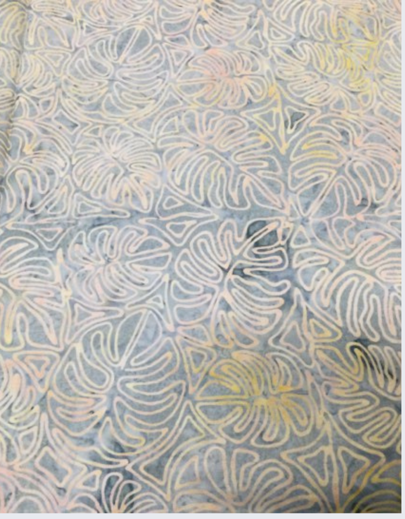 Batik Australia Tropical Delight Range - 1727 Grey with Leaf Pattern