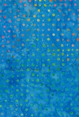 Batik Australia 100% Cotton Batik  Blue with pink and green spots