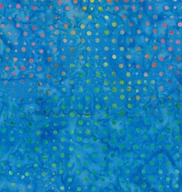 Batik Australia 100% Cotton Batik  Blue with pink and green spots