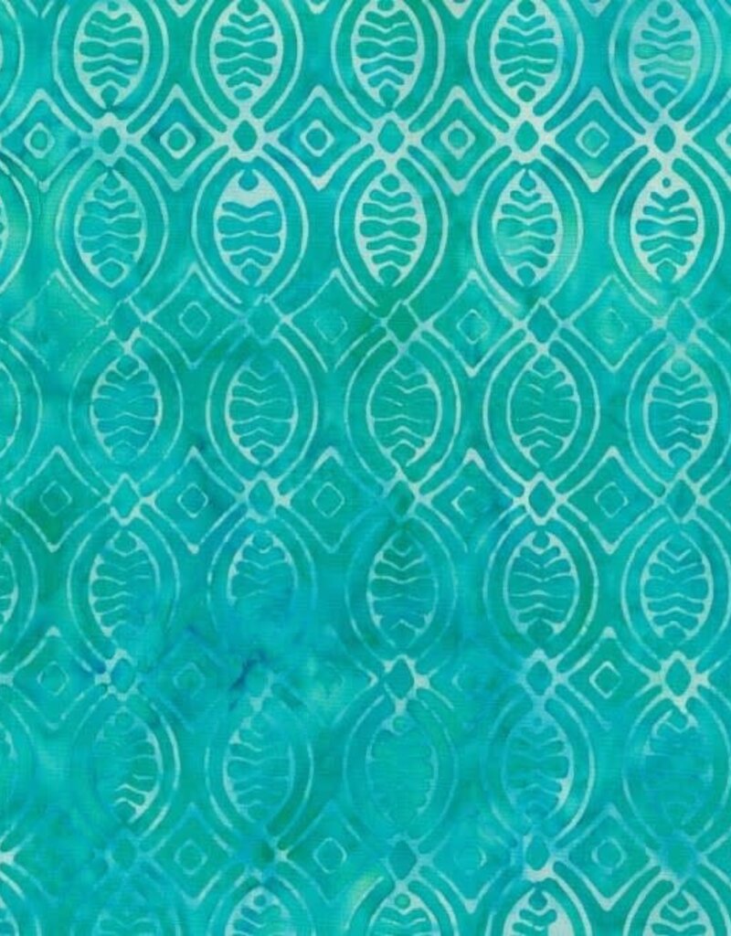Batik Australia 100% Cotton Batik  Blue with ovals and parallelagram