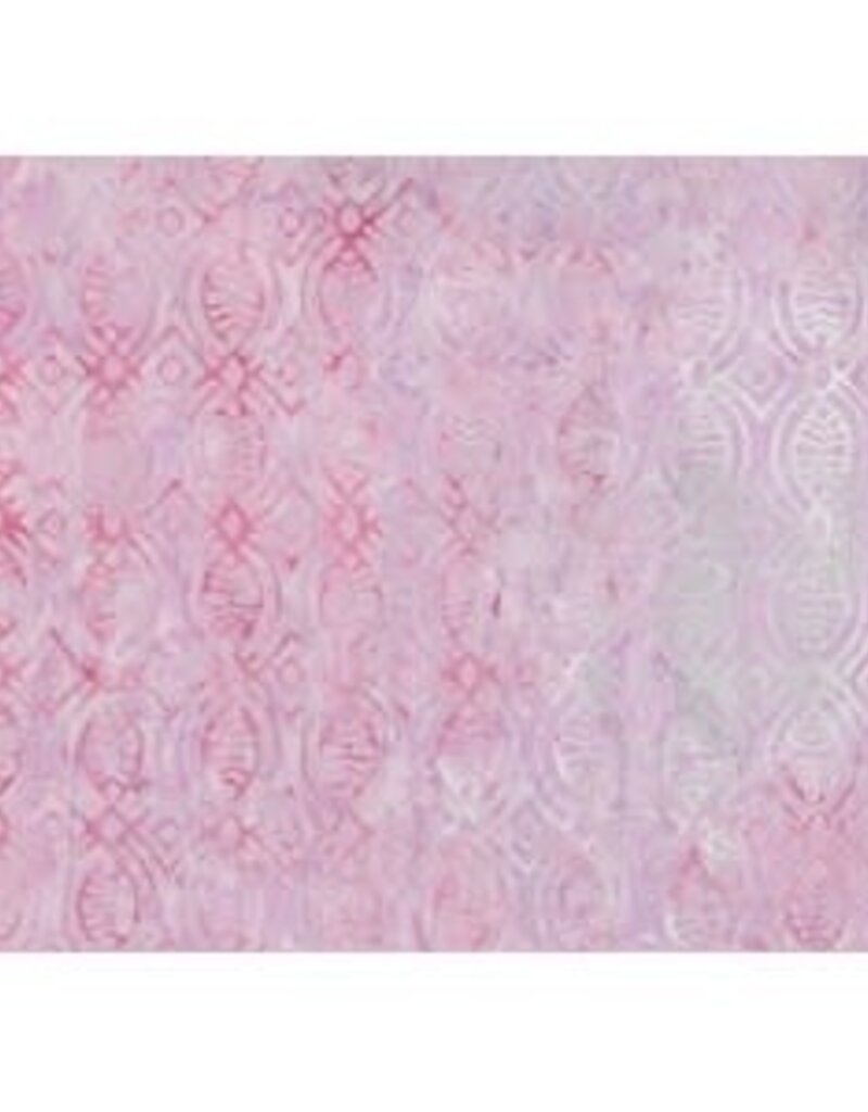 Batik Australia 100% Cotton Batik Pink with fish and parallelagrams