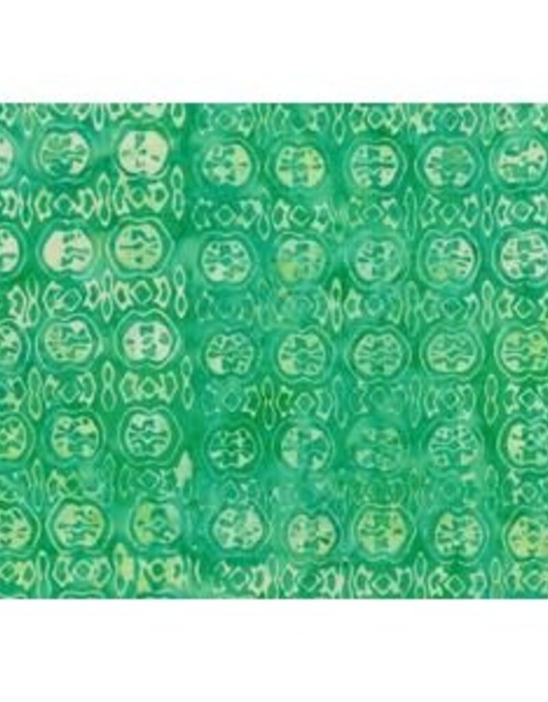 Batik Australia 100% Cotton Batik - Green with white patterns