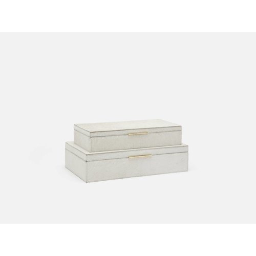 Set of 2 White Hair on Hide Boxes Set of 2 White Hair on Hide Boxes