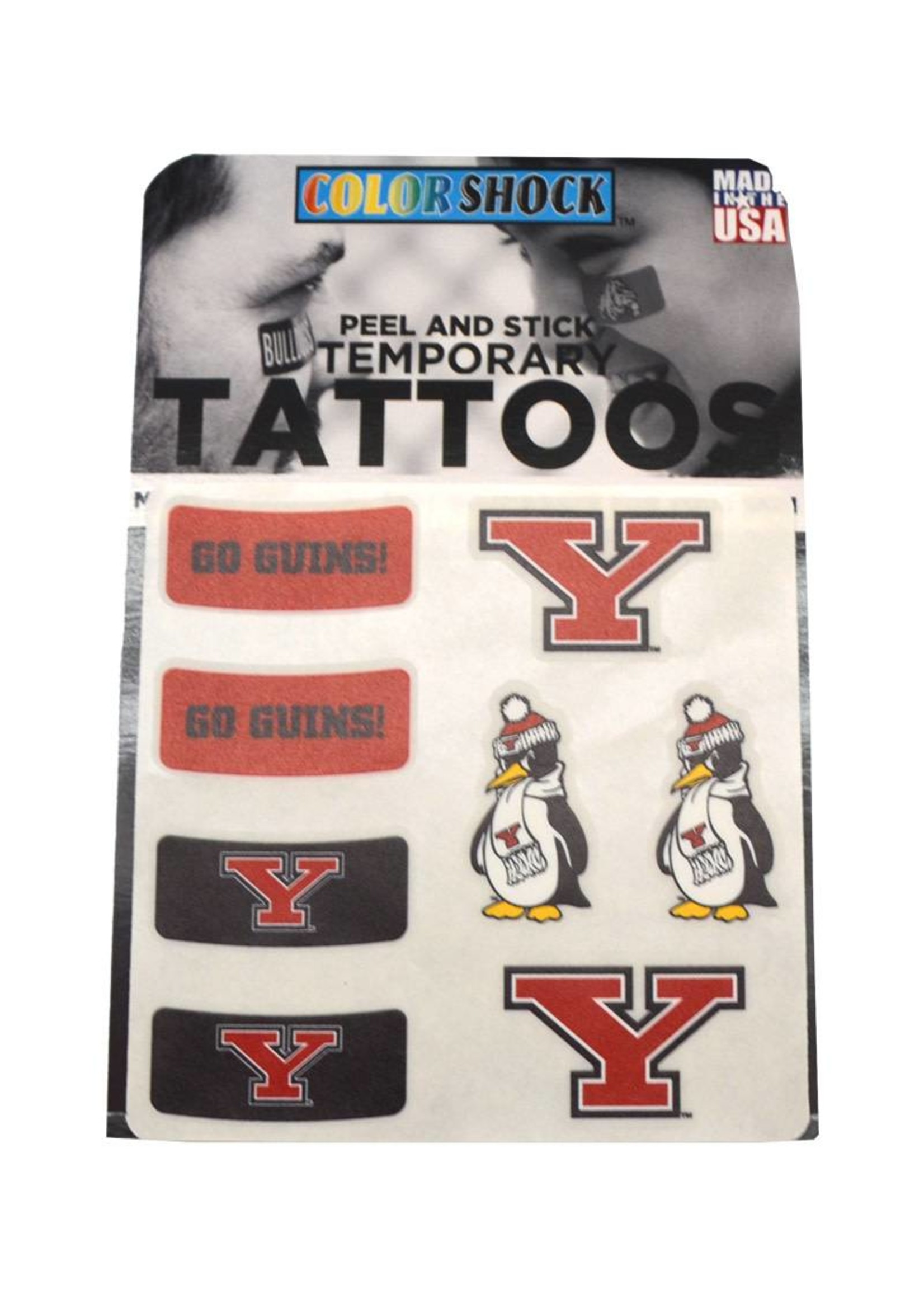 Youngstown State University 8 Pack Temp Tattoos