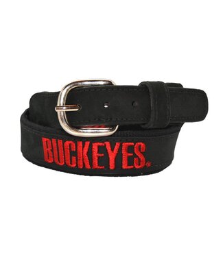 Ohio State Buckeyes Black Leather Embroidered Belt