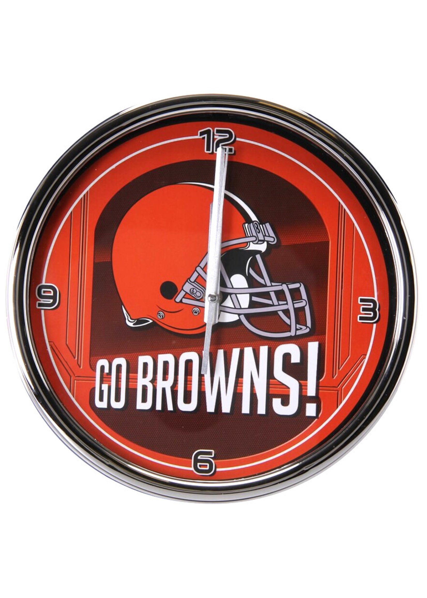 Cleveland Browns Historic Logo Go Team Chrome Wall Clock