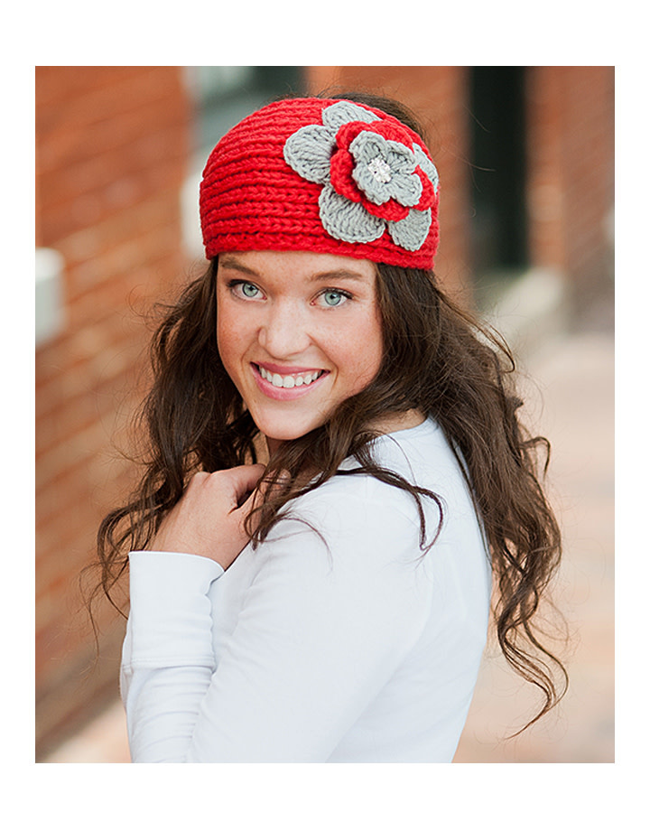 Red & Gray Flower Head Wrap - Everything Buckeyes