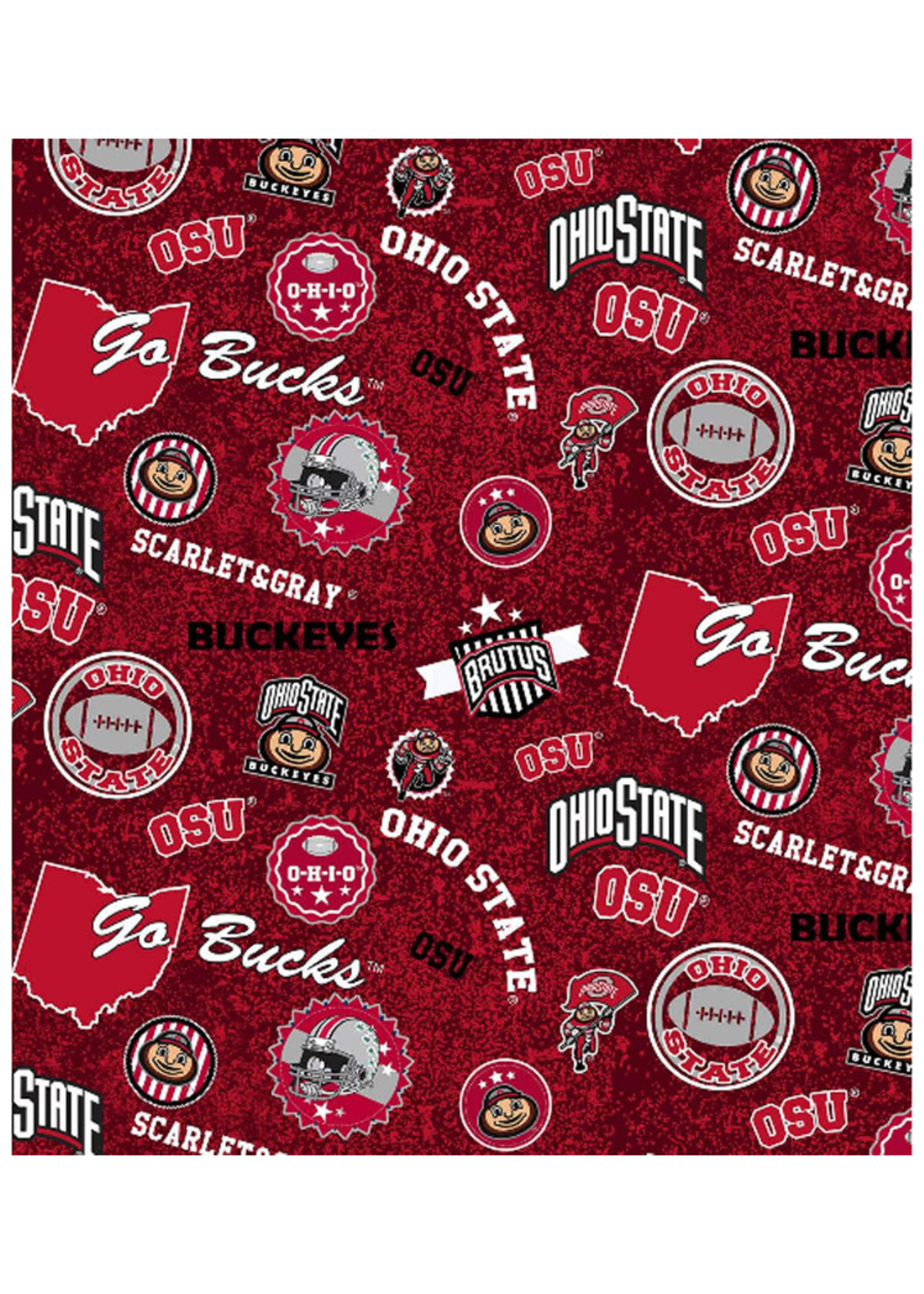 Ohio State Buckeyes Cotton Fabric Home State - Fat Quarter 27"x18"