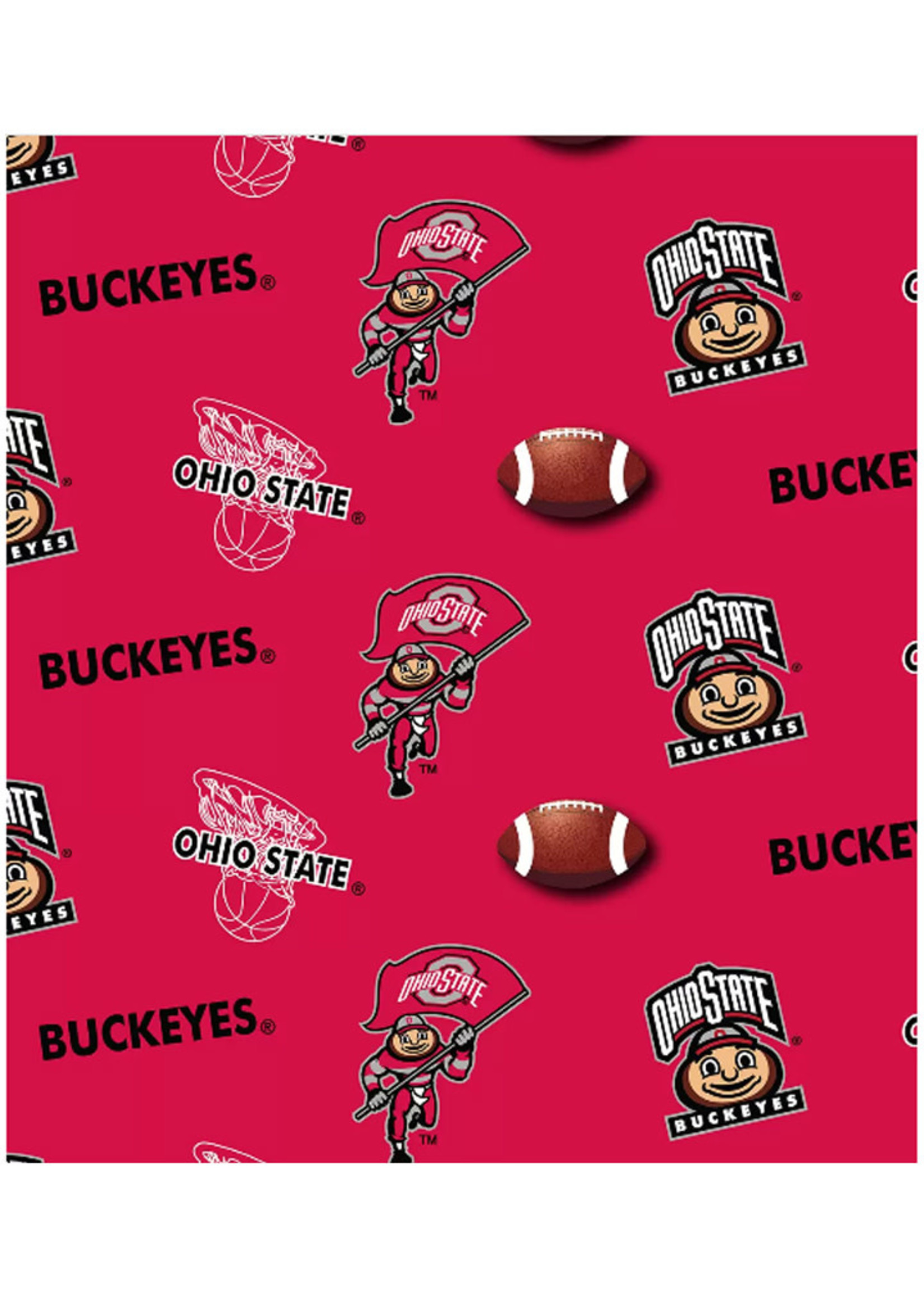 Ohio State Buckeyes Cotton Fabric Red  - Fat Quarter 27"x18"