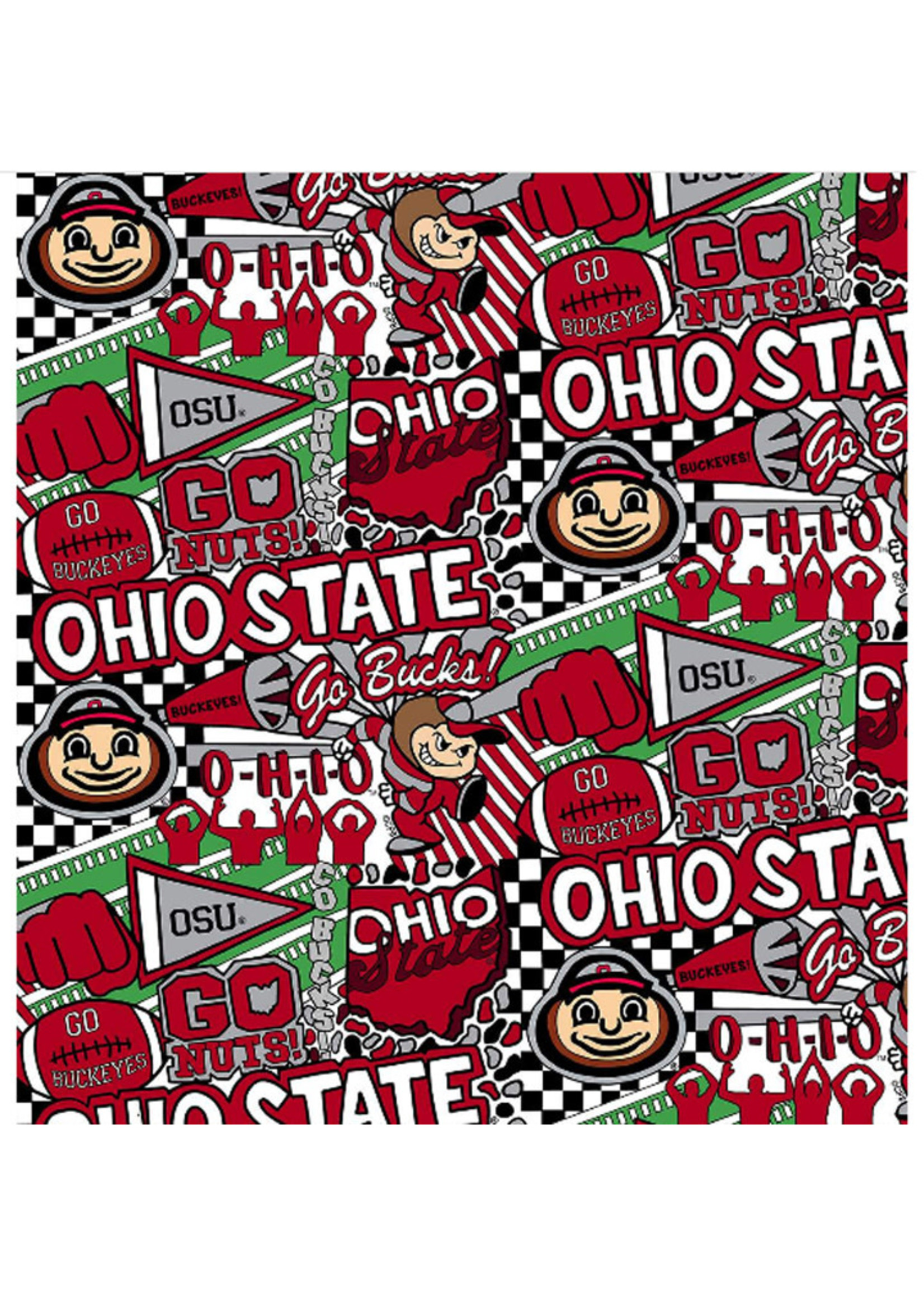 Ohio State Buckeyes Cotton Fabric Pop Art - 2 YardsX45inches