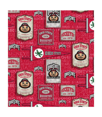 Ohio State Buckeyes Cotton Fabric Vintage Pennant - 2 YardsX45inches