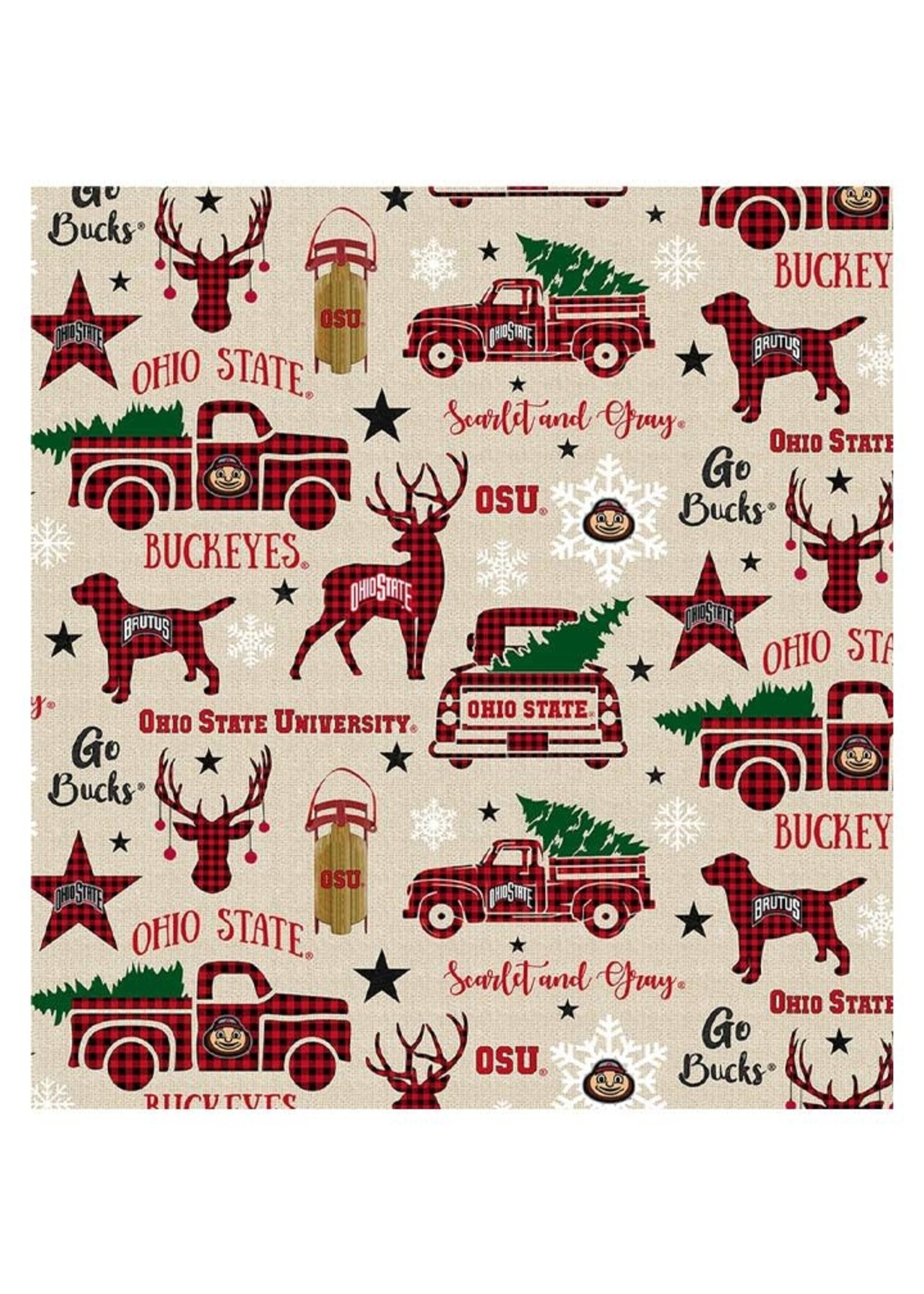 Ohio State Buckeyes Holiday Cotton Fabric Red - 2 YardsX45inches
