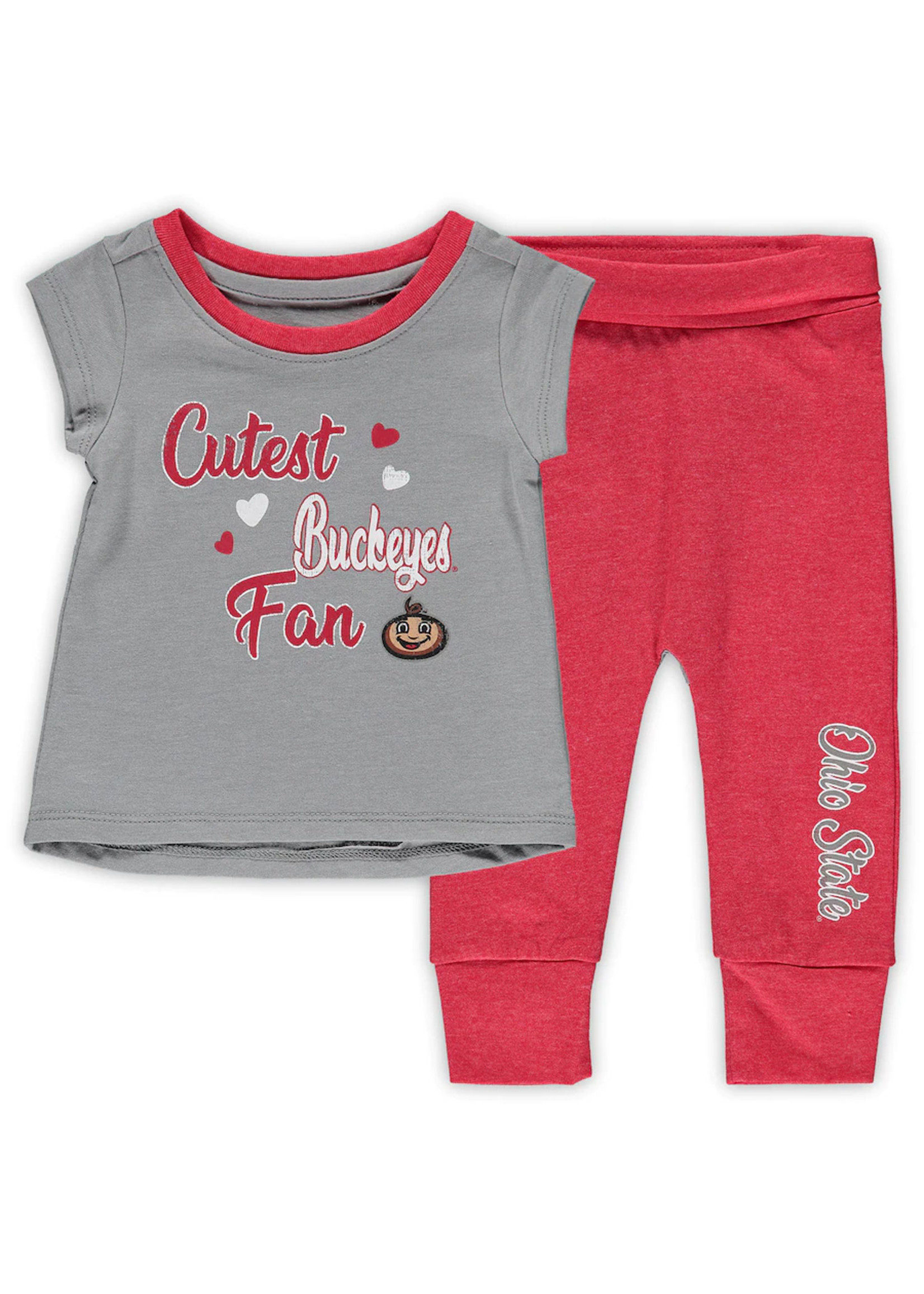 Colosseum Athletics Ohio State Buckeyes Infant Bikini Bottom T-Shirt & Heart Leggings Set