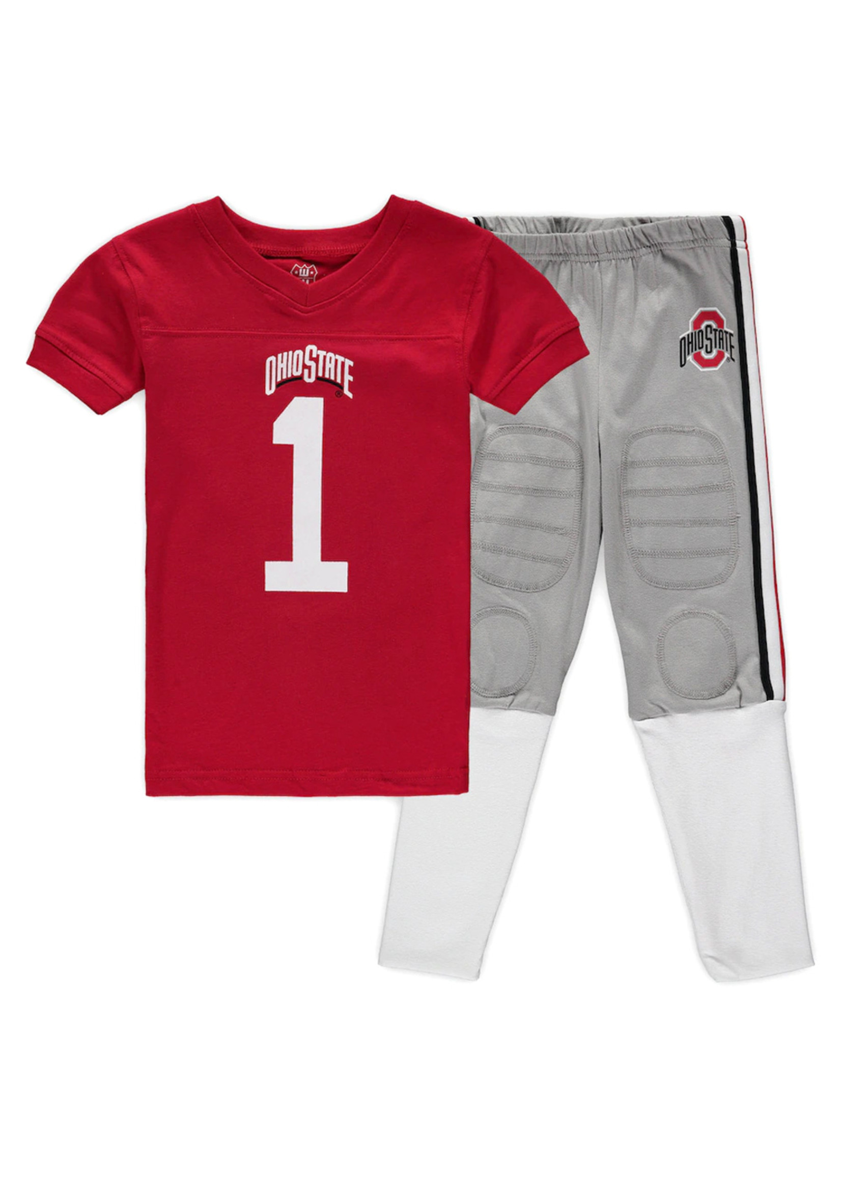 Ohio State Buckeyes Preschool Football V-Neck T-Shirt and Pants Sleep Set - Scarlet