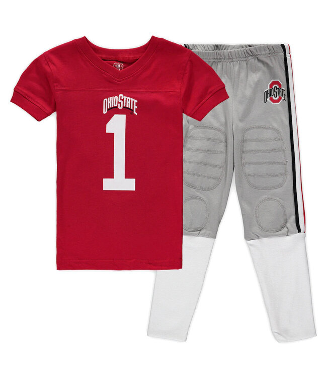 Ohio State Buckeyes Preschool Football V-Neck T-Shirt and Pants Sleep Set - Scarlet