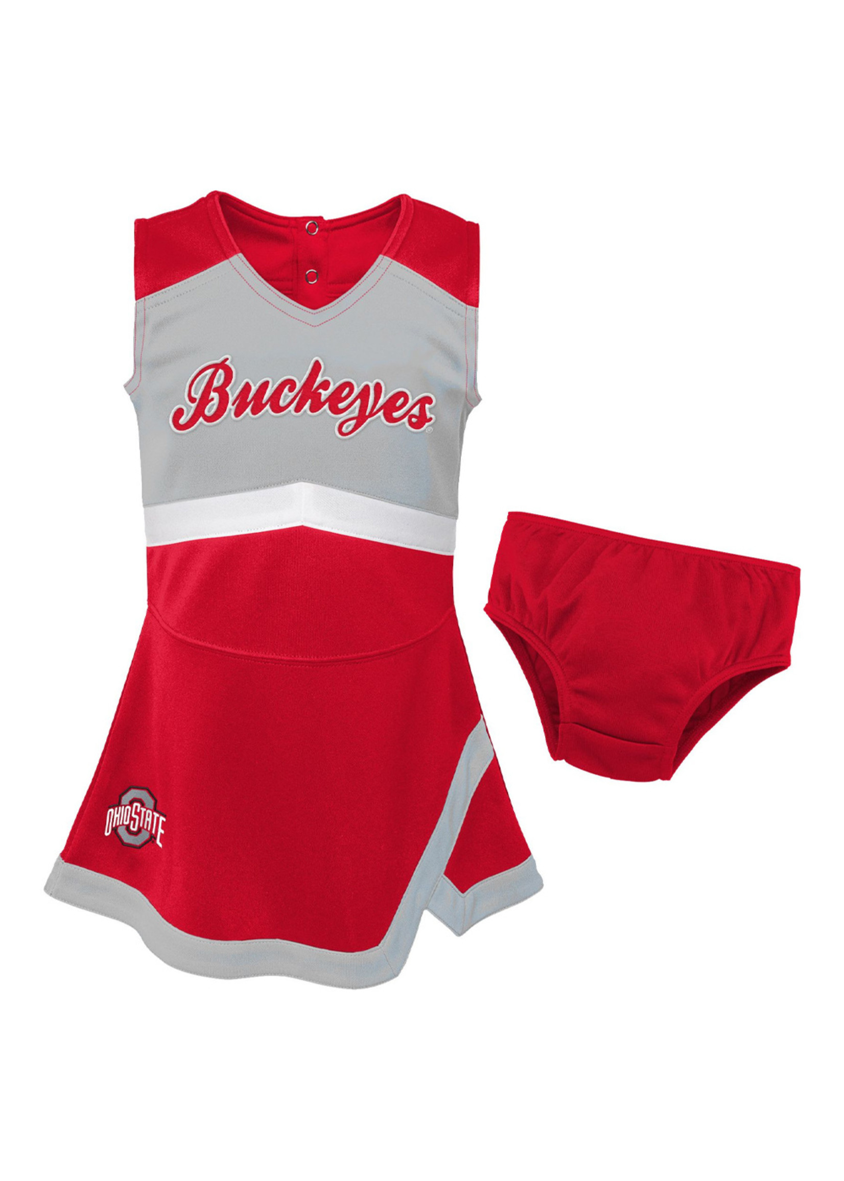 Ohio State Buckeyes Toddler Scarlet Cheer Captain 2-Piece Jumper Dress