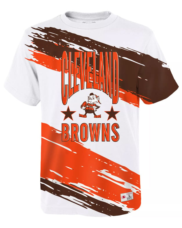 Mitchell & Ness Cleveland Browns Youth Paint Brush White T-Shirt - Everything Buckeyes