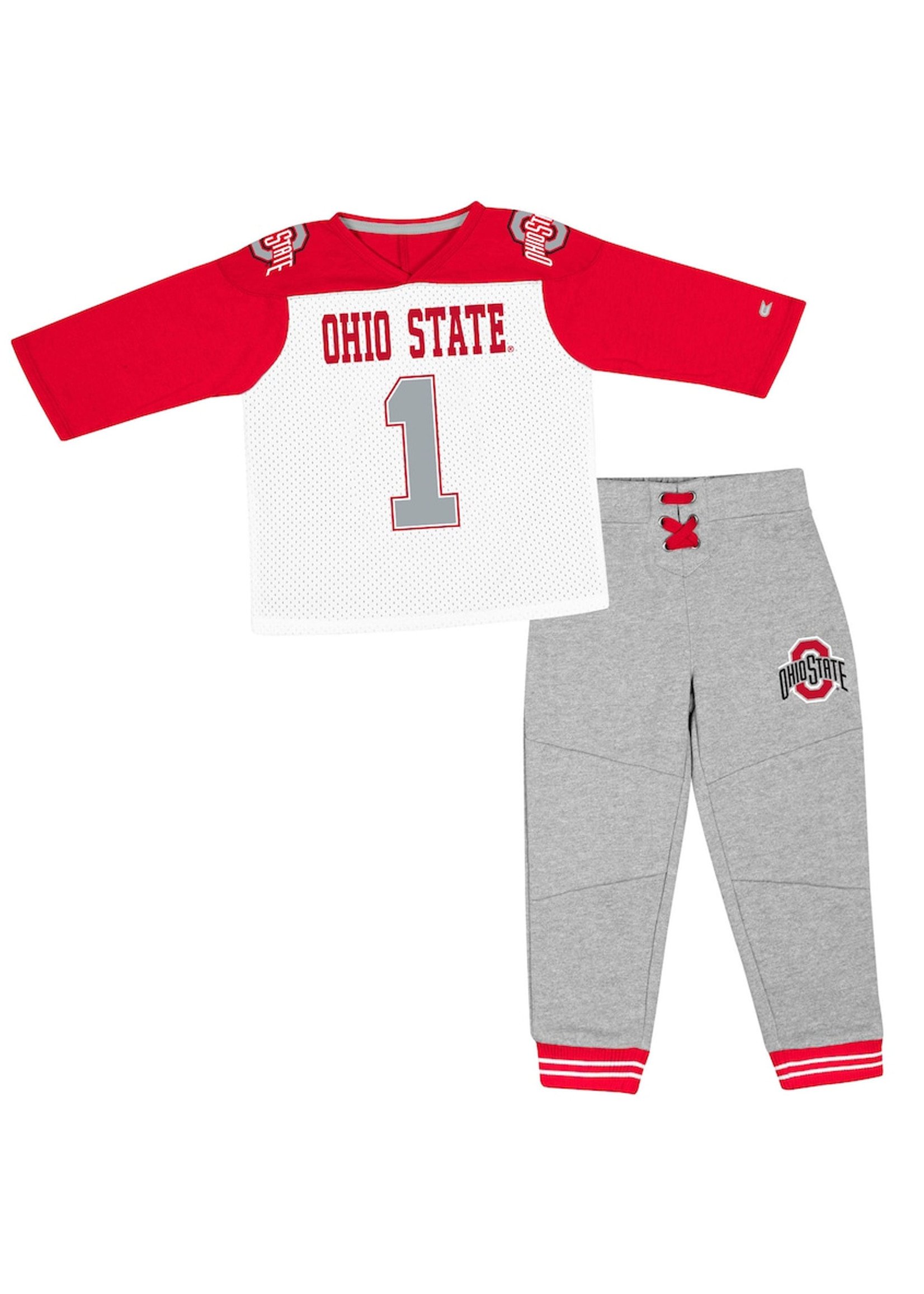 Colosseum Athletics Ohio State Buckeyes Toddler Football Jersey T-Shirt & Pants Set