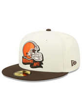 Men's New Era Cream/Brown Cleveland Browns 2022 Sideline Low Profile 59FIFTY Fitted Hat
