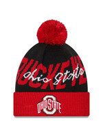 NEW ERA Ohio State Buckeyes Red/Black Confident Pom Knit Hat