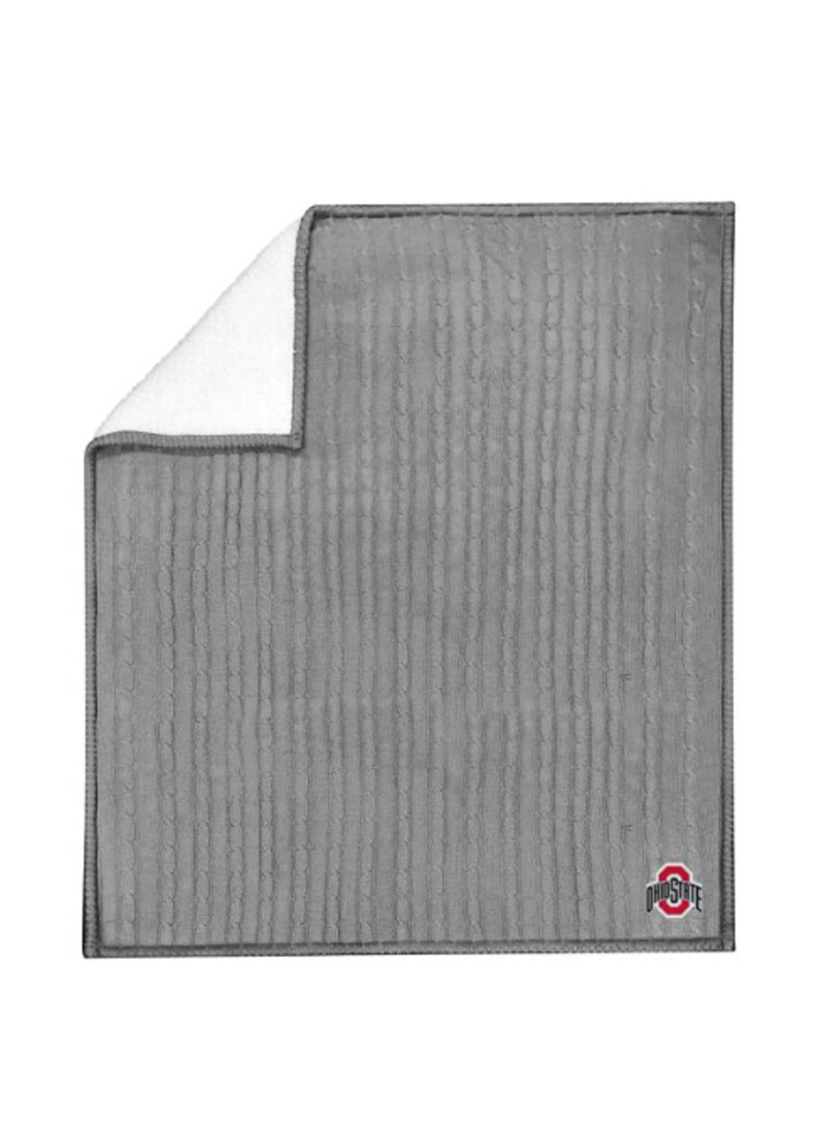 Ohio State Buckeyes Cable Sweater Knit Sherpa Throw Blanket