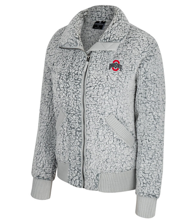 Colosseum Athletics Ohio State Buckeyes Women's Hug Me Gray Sherpa  Jacket