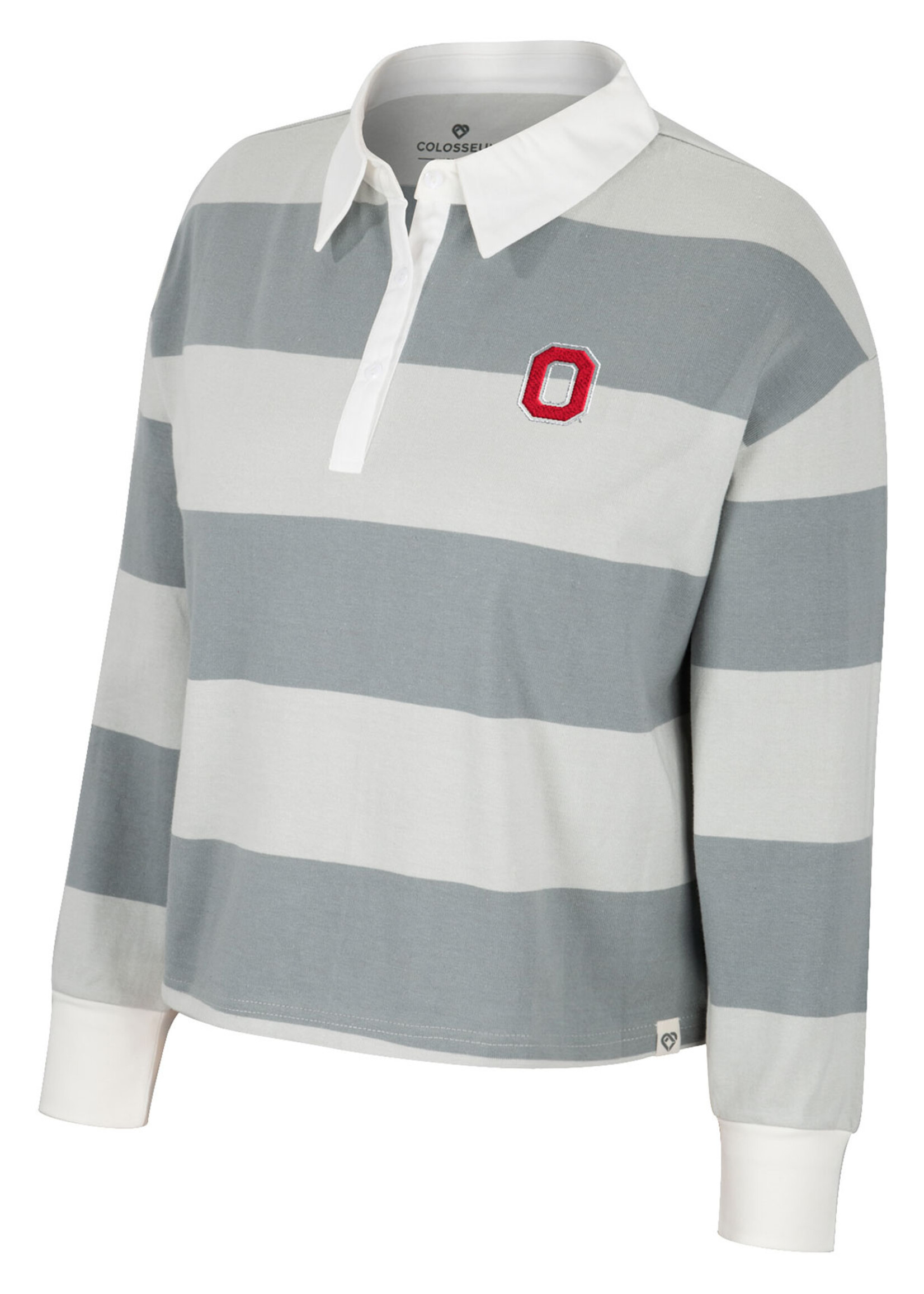 Colosseum Athletics Ohio State Buckeyes Womens World Peace Rugby Gray/White Pullover Shirt