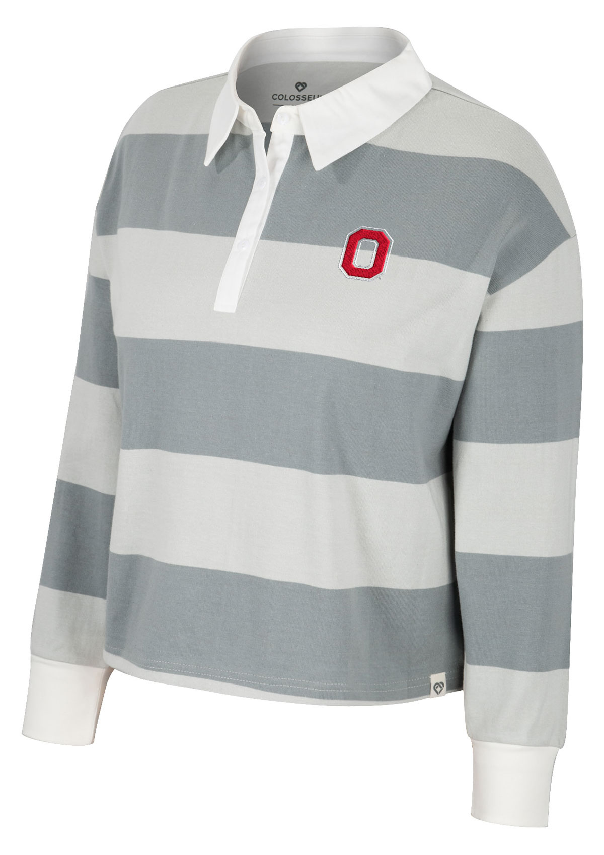 Colosseum Athletics Ohio State Buckeyes Womens World Peace Rugby Gray White Pullover Shirt Everything Buckeyes