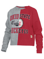 PRESSBOX Ohio State Buckeyes Pressbox Women's Half and Half Raglan Pullover Sweatshirt