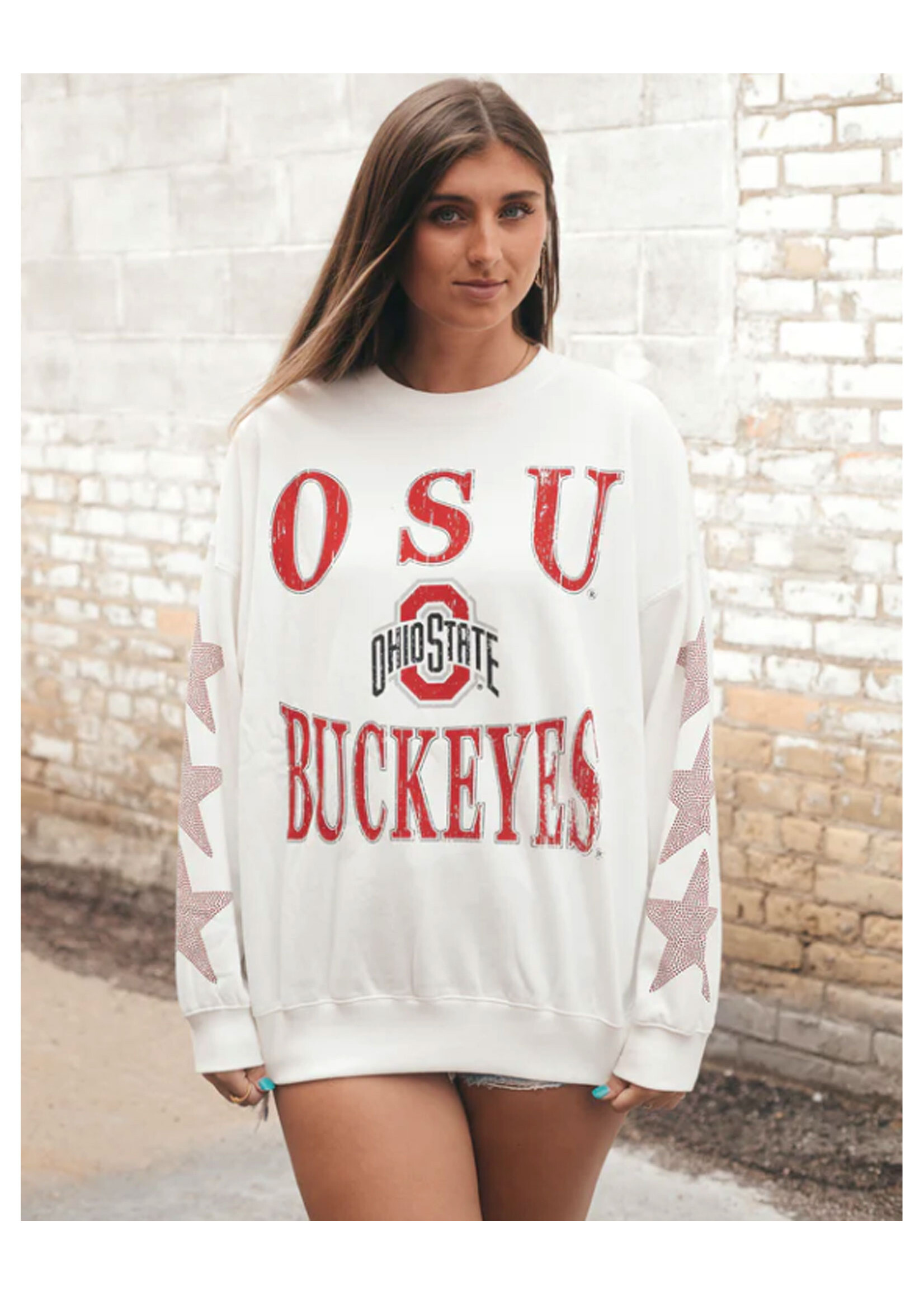Ohio State Buckeyes Wynn Star Sleeve Oversized Sweatshirt