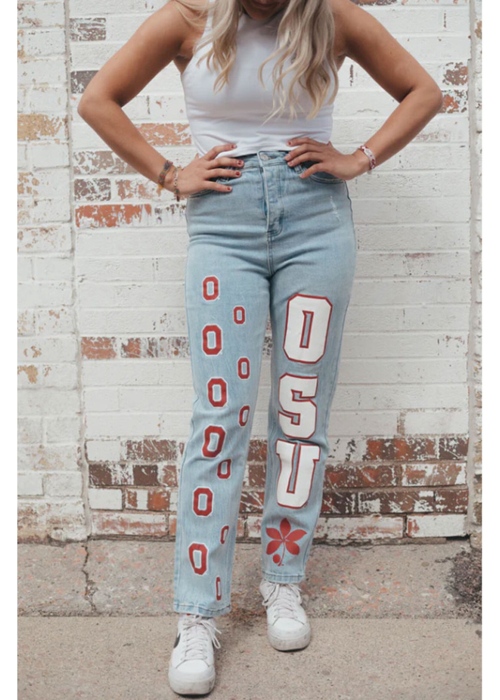 Ohio State Buckeyes Ritz Logo Repeat Printed Denim Jeans