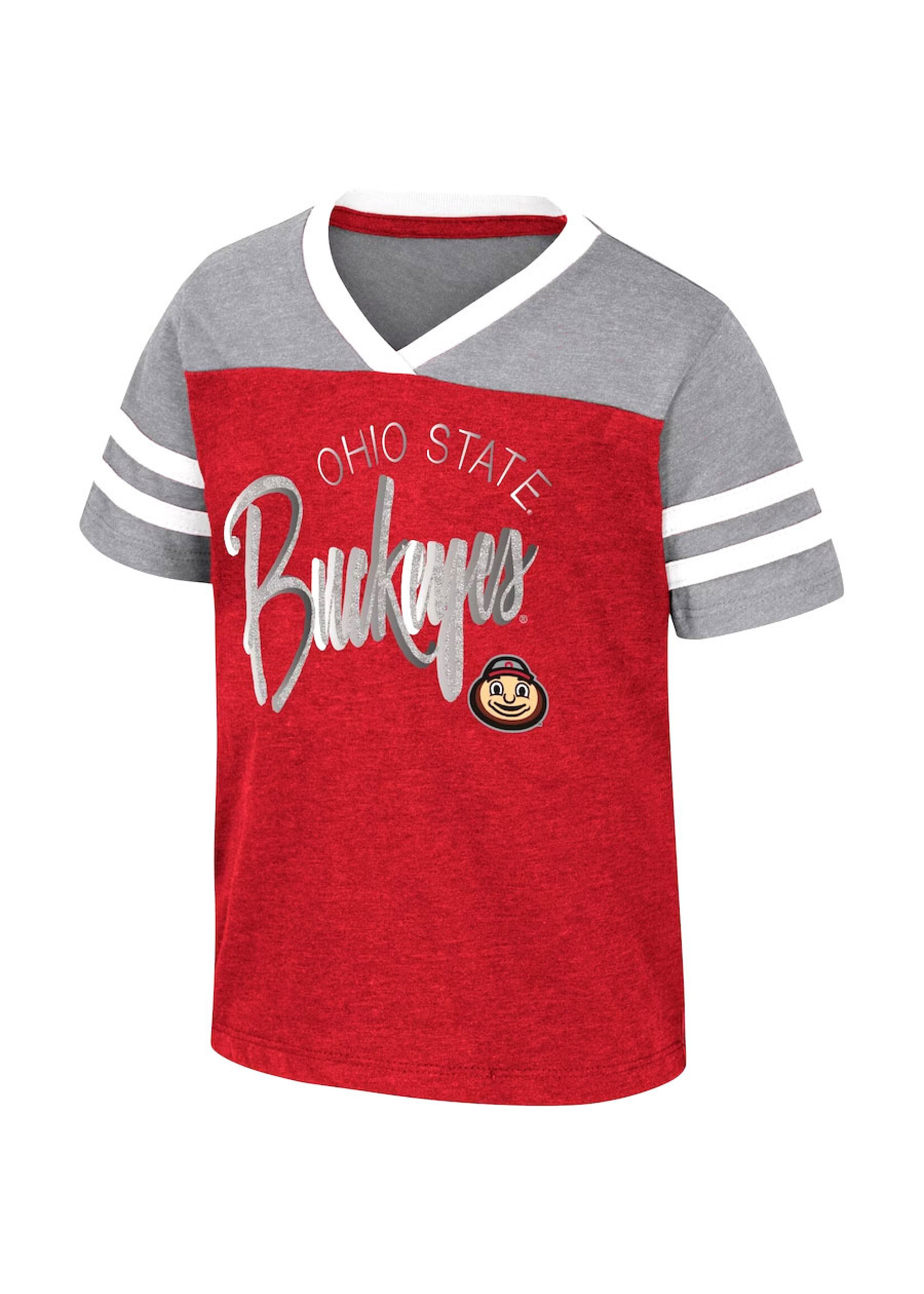 Colosseum Athletics Ohio State Buckeyes Girls Toddler Summer Foil V-Neck T-Shirt