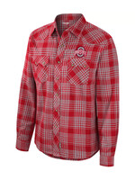 Colosseum Athletics Ohio State Buckeyes Wrangler Scarlet Plaid Button Down Shirt