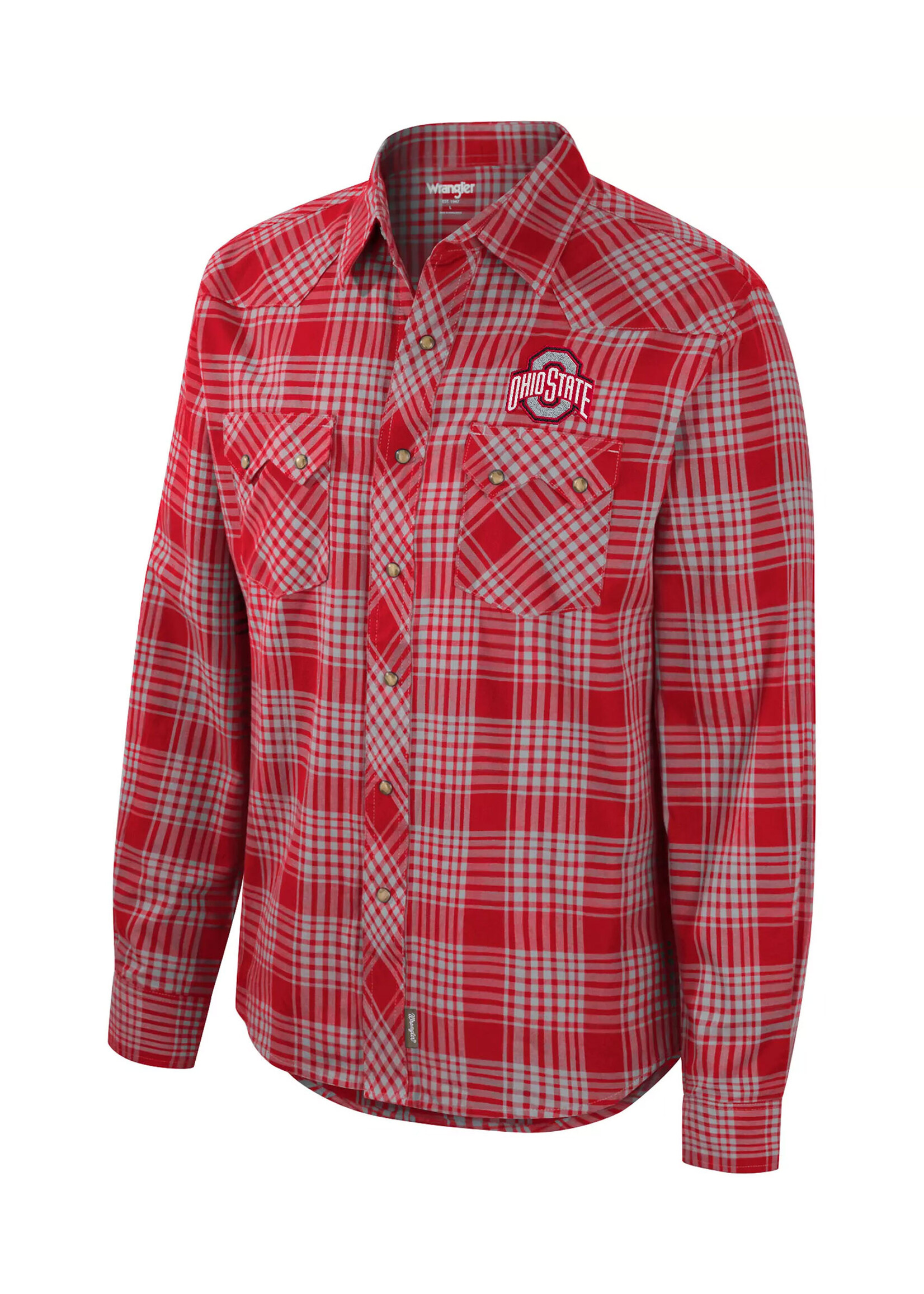 Colosseum Athletics Ohio State Buckeyes Wrangler Scarlet Plaid Button Down Shirt