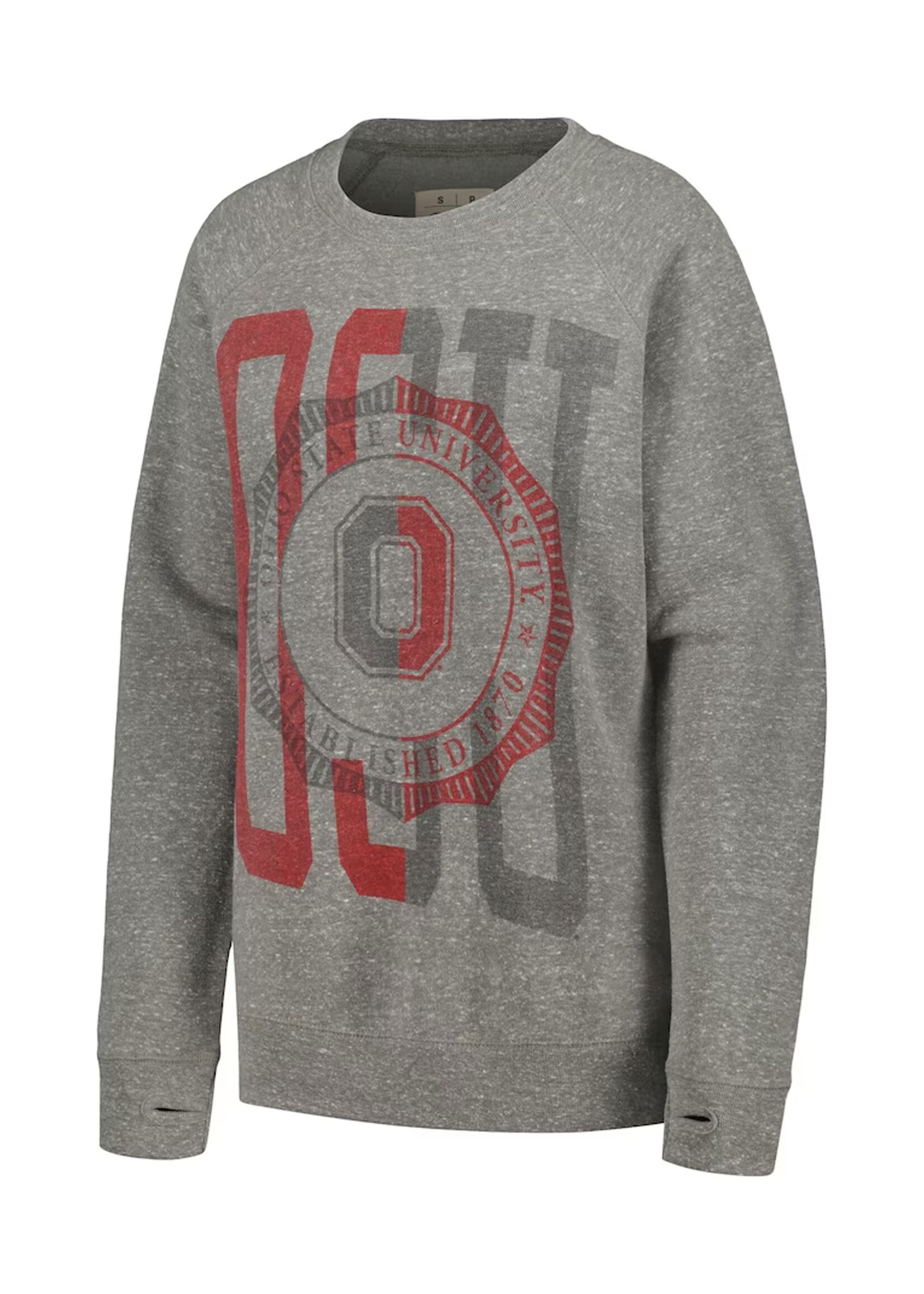 PRESSBOX Ohio State Buckeyes Pressbox Women's Knobi Raglan Pullover Sweatshirt