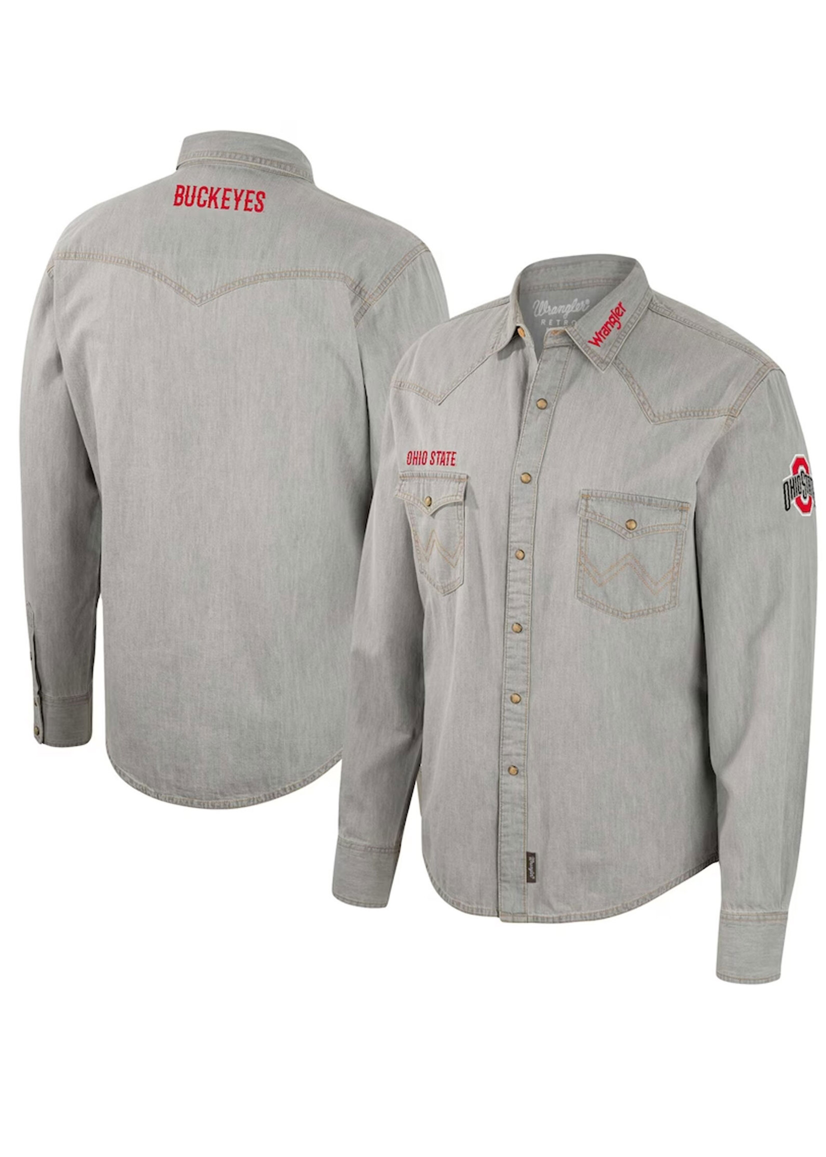 Colosseum Athletics Ohio State Buckeyes Wrangler Cowboy Cut Western Full-Snap Long Sleeve Shirt