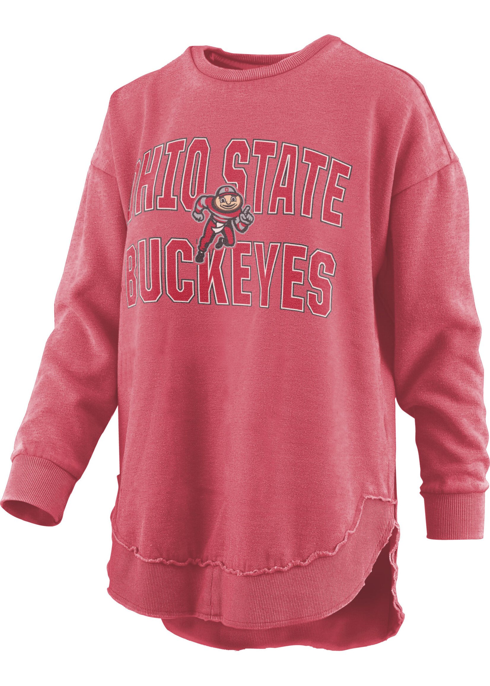 PRESSBOX Ohio State Buckeyes Women's Vintage Wash Pullover Sweatshirt