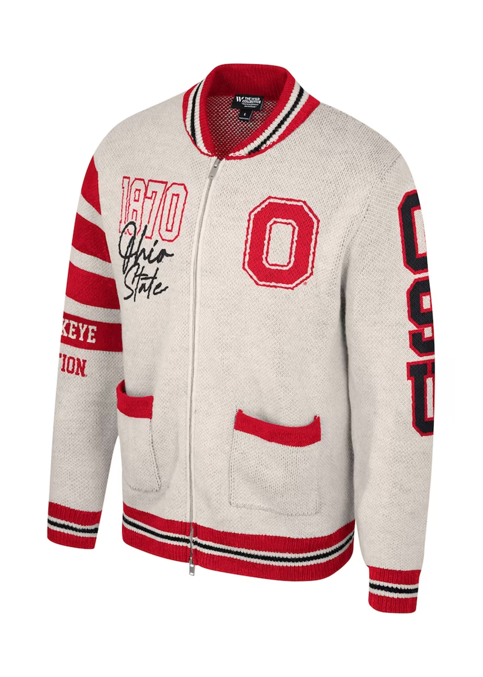 Colosseum Athletics Ohio State Buckeyes The Wild Collective Unisex Jacquard Full-Zip Sweater