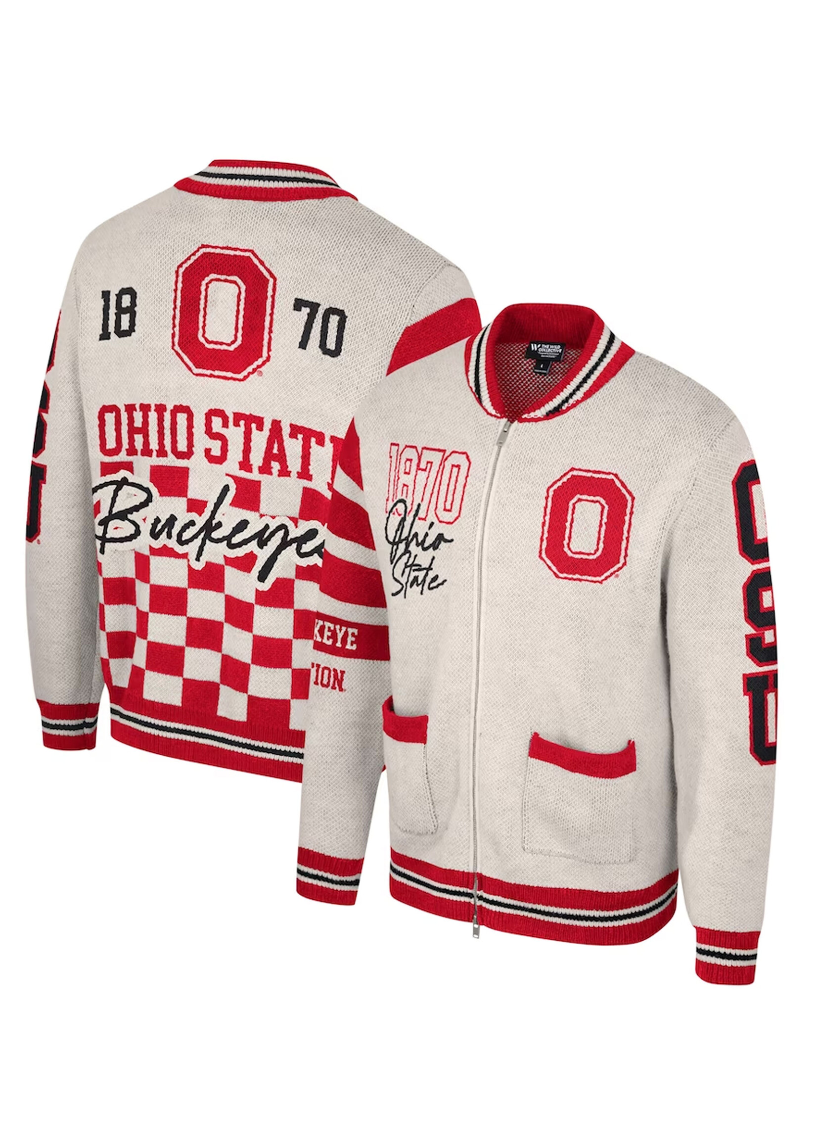 Colosseum Athletics Ohio State Buckeyes The Wild Collective Unisex Jacquard Full-Zip Sweater
